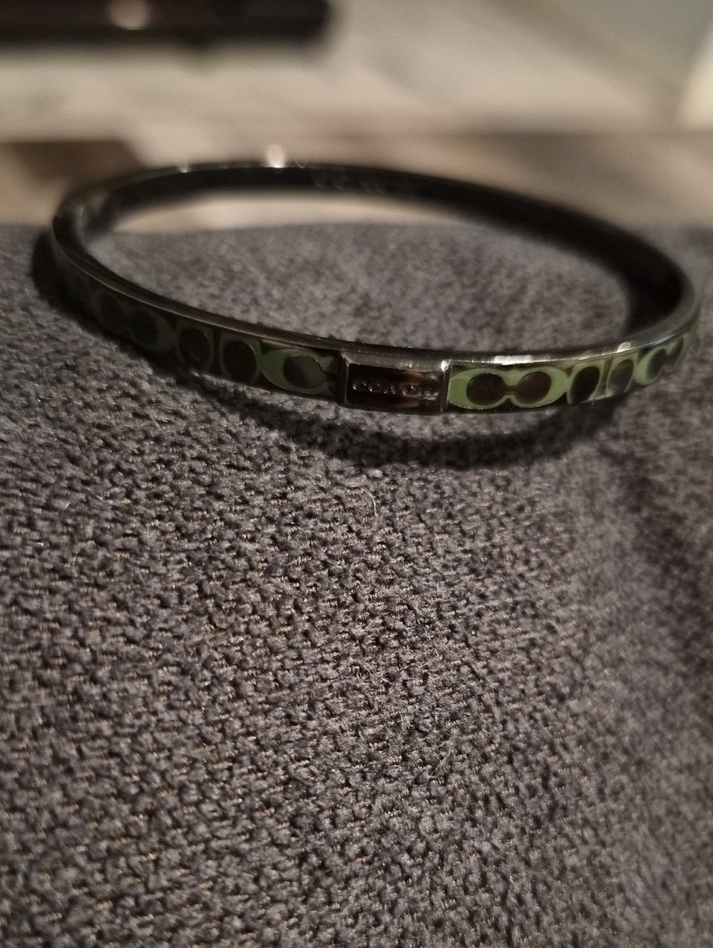 Coach New York Green and Black Signature Enamel Bangle Bracelet